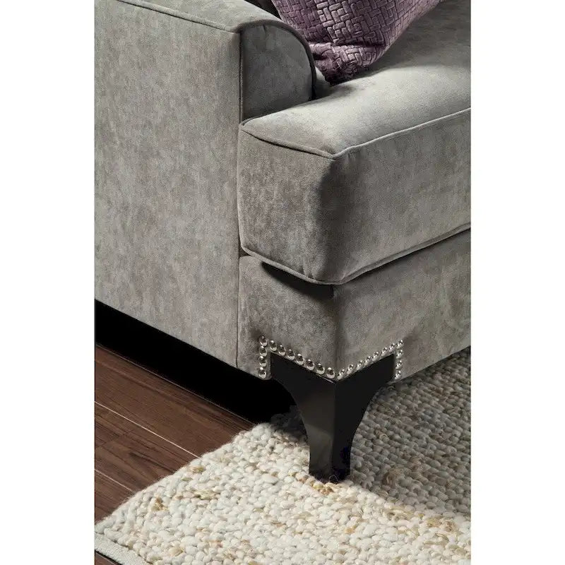 2-częściowy zestaw sofa i dwuosobowa sofa Gisc Taupe z nowoczesną tapicerką materiałową i ozdobnymi ćwiekami, Furniture of America