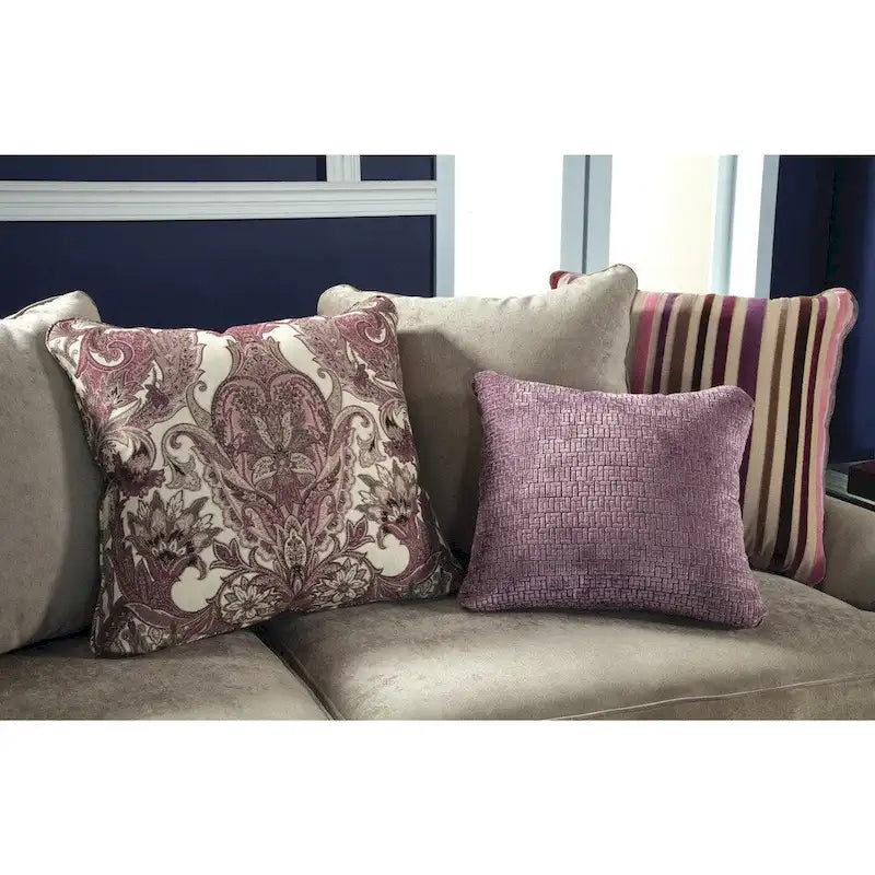 2-częściowy zestaw sofa i dwuosobowa sofa Gisc Taupe z nowoczesną tapicerką materiałową i ozdobnymi ćwiekami, Furniture of America