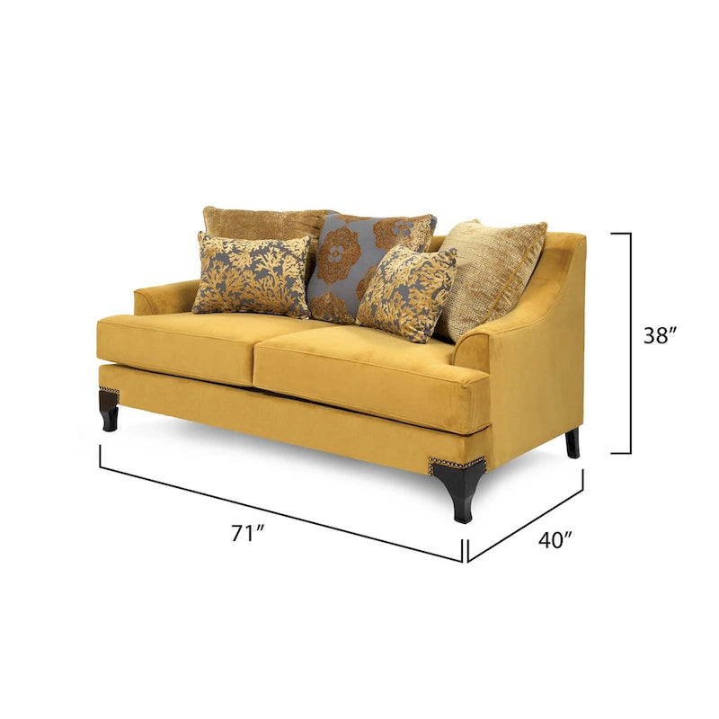 2-częściowy zestaw sofa i dwuosobowa sofa Gisc Taupe z nowoczesną tapicerką materiałową i ozdobnymi ćwiekami, Furniture of America