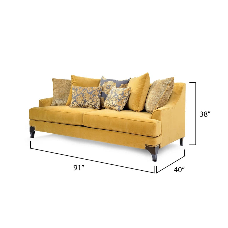 2-częściowy zestaw sofa i dwuosobowa sofa Gisc Taupe z nowoczesną tapicerką materiałową i ozdobnymi ćwiekami, Furniture of America
