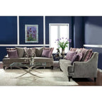 2-częściowy zestaw sofa i dwuosobowa sofa Gisc Taupe z nowoczesną tapicerką materiałową i ozdobnymi ćwiekami, Furniture of America