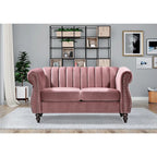 Charlot loveseat van fluweel in Chesterfieldstijl met afgeronde armleuningen
