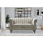 Charlot loveseat van fluweel in Chesterfieldstijl met afgeronde armleuningen