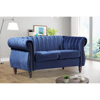 Charlot loveseat van fluweel in Chesterfieldstijl met afgeronde armleuningen