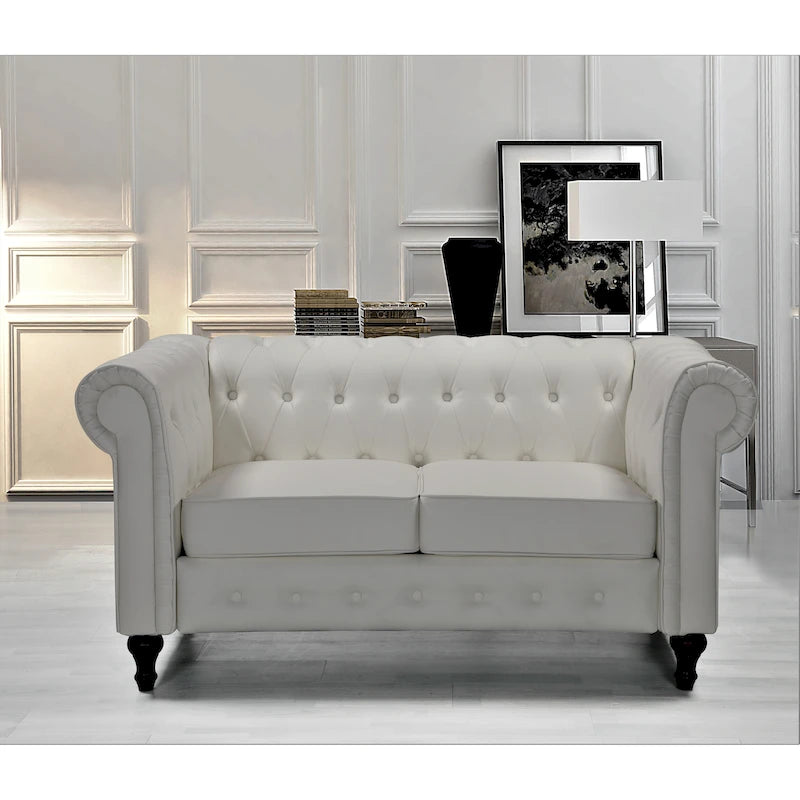 Klassieke Chesterfield-tweezitsbank Brooks met fluwelen bekleding