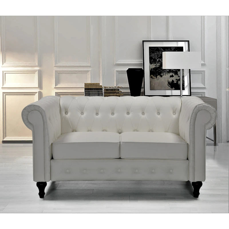 Klassieke Chesterfield-tweezitsbank Brooks met fluwelen bekleding