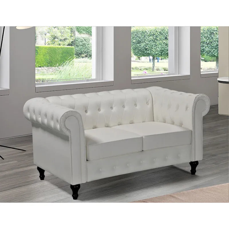 Klassieke Chesterfield-tweezitsbank Brooks met fluwelen bekleding