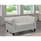 Klassieke Chesterfield-tweezitsbank Brooks met fluwelen bekleding
