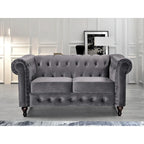 Klassieke Chesterfield-tweezitsbank Brooks met fluwelen bekleding