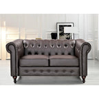 Klassieke Chesterfield-tweezitsbank Brooks met fluwelen bekleding