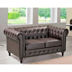 Klassieke Chesterfield-tweezitsbank Brooks met fluwelen bekleding