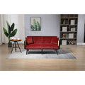 Met fluweel beklede, gecapitonneerde slaap-loveseat met armleuningen en metalen poten
