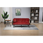 Met fluweel beklede, gecapitonneerde slaap-loveseat met armleuningen en metalen poten