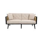 Met fluweel beklede, gecapitonneerde slaap-loveseat met armleuningen en metalen poten