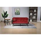 Met fluweel beklede, gecapitonneerde slaap-loveseat met armleuningen en metalen poten
