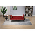 Met fluweel beklede, gecapitonneerde slaap-loveseat met armleuningen en metalen poten