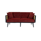 Met fluweel beklede, gecapitonneerde slaap-loveseat met armleuningen en metalen poten