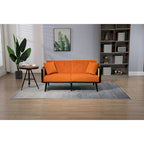 Met fluweel beklede, gecapitonneerde slaap-loveseat met armleuningen en metalen poten