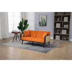 Met fluweel beklede, gecapitonneerde slaap-loveseat met armleuningen en metalen poten