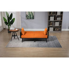 Met fluweel beklede, gecapitonneerde slaap-loveseat met armleuningen en metalen poten