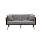 Met fluweel beklede, gecapitonneerde slaap-loveseat met armleuningen en metalen poten