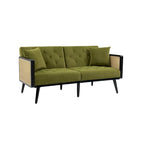 Met fluweel beklede, gecapitonneerde slaap-loveseat met armleuningen en metalen poten
