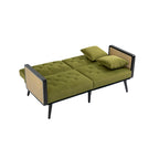 Met fluweel beklede, gecapitonneerde slaap-loveseat met armleuningen en metalen poten