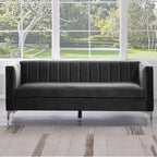 Morden Fort moderne set van 2 fauteuils en slaapbank met Dutch Velvet in grijs en ijzeren poten