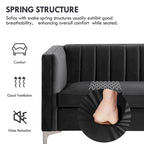 Morden Fort moderne set van 2 fauteuils en slaapbank met Dutch Velvet in grijs en ijzeren poten