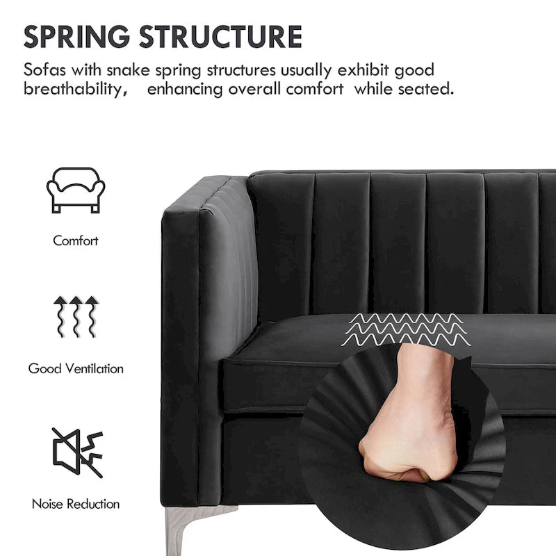 Morden Fort moderne set van 2 fauteuils en slaapbank met Dutch Velvet in grijs en ijzeren poten
