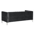 Morden Fort moderne set van 2 fauteuils en slaapbank met Dutch Velvet in grijs en ijzeren poten