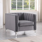 Morden Fort moderne set van 2 fauteuils en slaapbank met Dutch Velvet in grijs en ijzeren poten