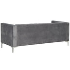 Morden Fort moderne set van 2 fauteuils en slaapbank met Dutch Velvet in grijs en ijzeren poten