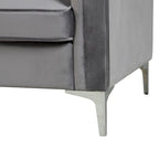 Morden Fort moderne set van 2 fauteuils en slaapbank met Dutch Velvet in grijs en ijzeren poten