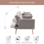 Gepolsterte Zweisitzerschlafsofas aus Teddy-Stoff mit Knopfheftung und roségoldenen Beinen