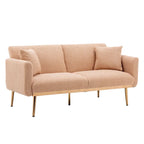 Gepolsterte Zweisitzerschlafsofas aus Teddy-Stoff mit Knopfheftung und roségoldenen Beinen