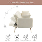 Gepolsterte Zweisitzerschlafsofas aus Teddy-Stoff mit Knopfheftung und roségoldenen Beinen