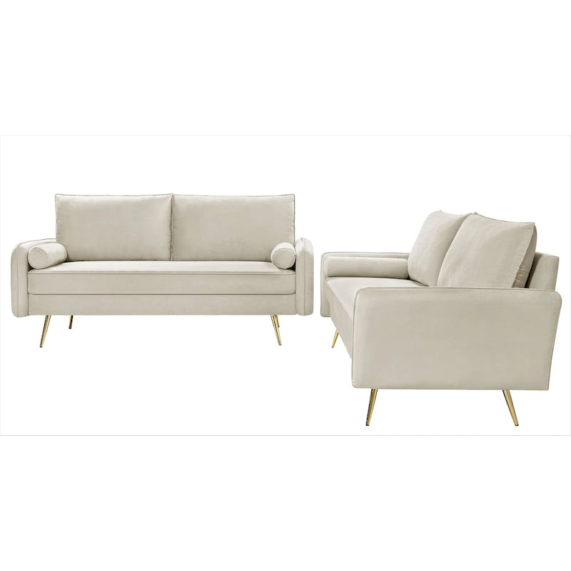 Ensemble de salon 2 pièces Villeda en velours, de style moderne du milieu du siècle