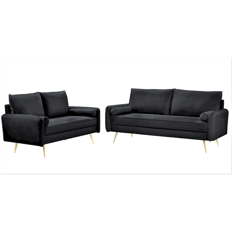 Ensemble de salon 2 pièces Villeda en velours, de style moderne du milieu du siècle