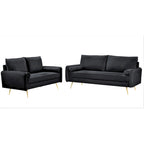 Ensemble de salon 2 pièces Villeda en velours, de style moderne du milieu du siècle