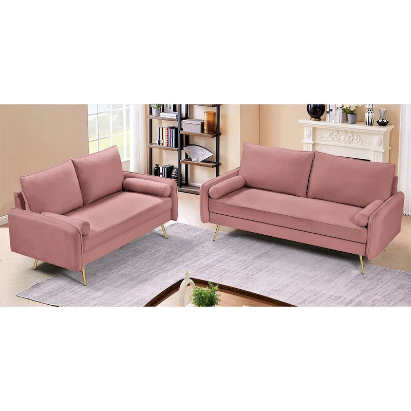 Ensemble de salon 2 pièces Villeda en velours, de style moderne du milieu du siècle
