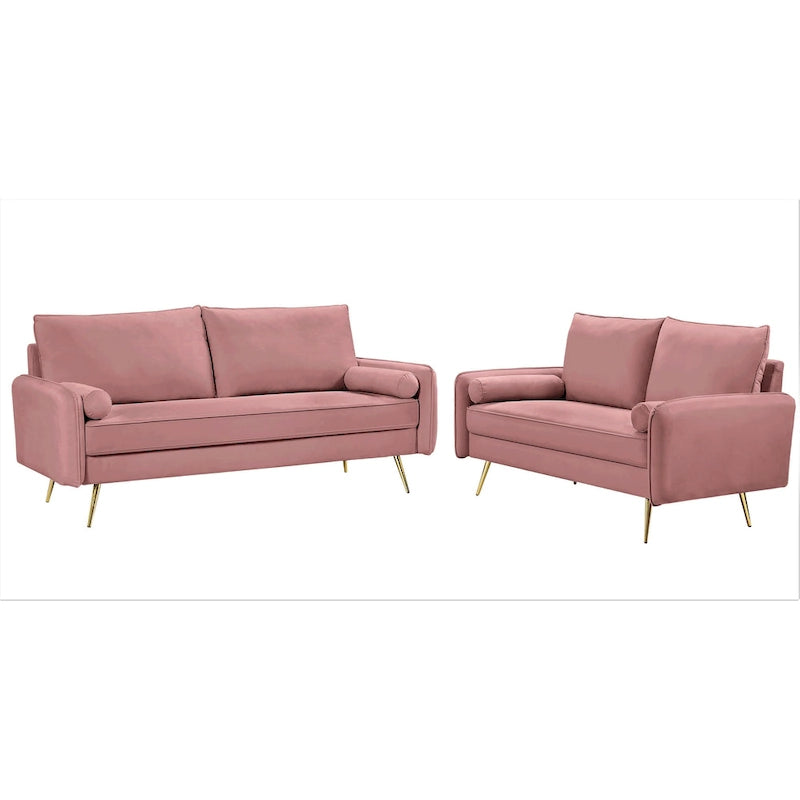 Ensemble de salon 2 pièces Villeda en velours, de style moderne du milieu du siècle
