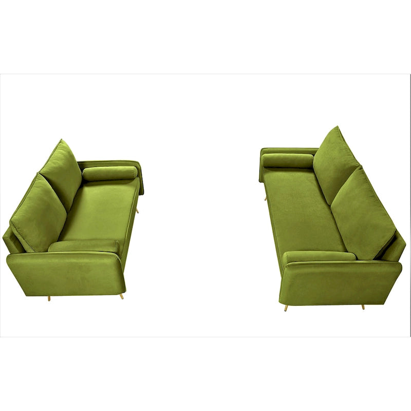 Ensemble de salon 2 pièces Villeda en velours, de style moderne du milieu du siècle