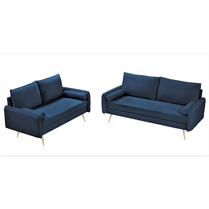 Ensemble de salon 2 pièces Villeda en velours, de style moderne du milieu du siècle