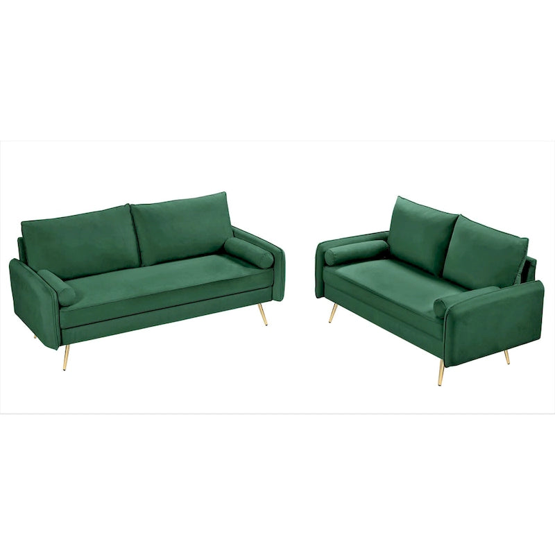 Ensemble de salon 2 pièces Villeda en velours, de style moderne du milieu du siècle