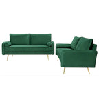 Ensemble de salon 2 pièces Villeda en velours, de style moderne du milieu du siècle