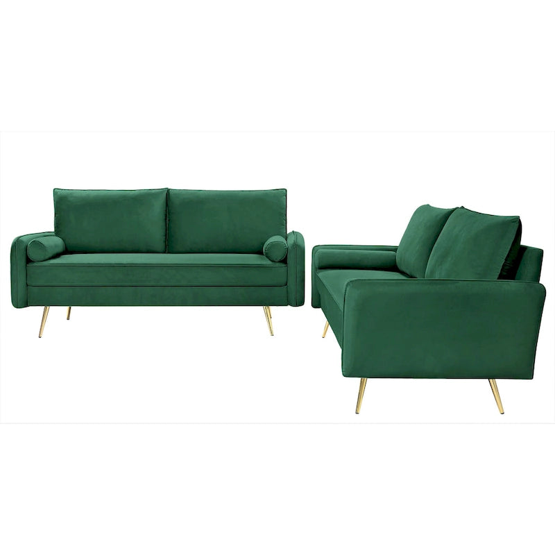 Ensemble de salon 2 pièces Villeda en velours, de style moderne du milieu du siècle