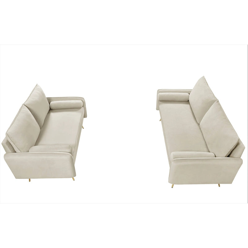 Ensemble de salon 2 pièces Villeda en velours, de style moderne du milieu du siècle