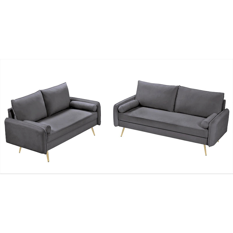 Ensemble de salon 2 pièces Villeda en velours, de style moderne du milieu du siècle