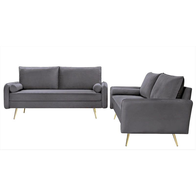 Ensemble de salon 2 pièces Villeda en velours, de style moderne du milieu du siècle